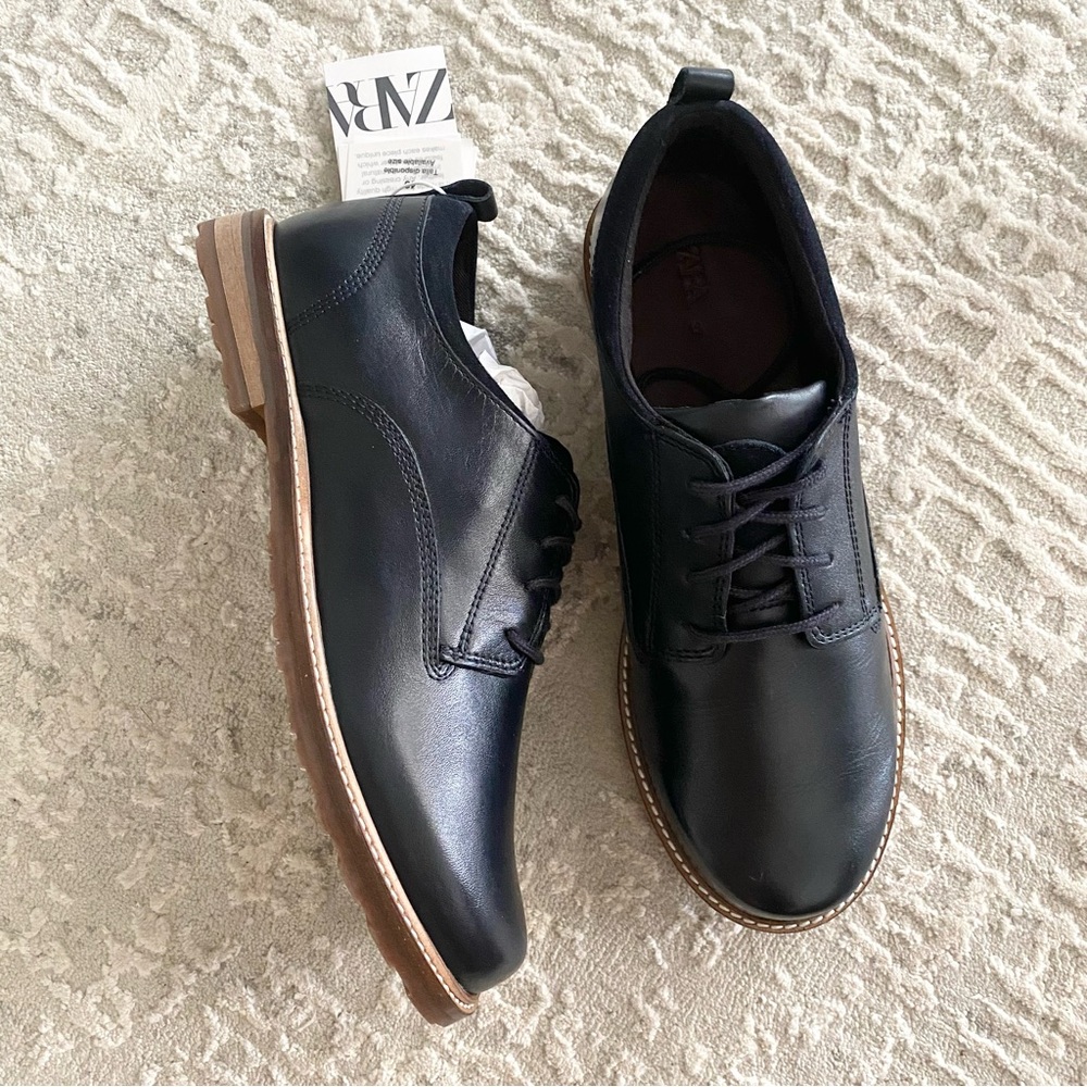 Zara Boys Black Dress Shoes NWT Size 37